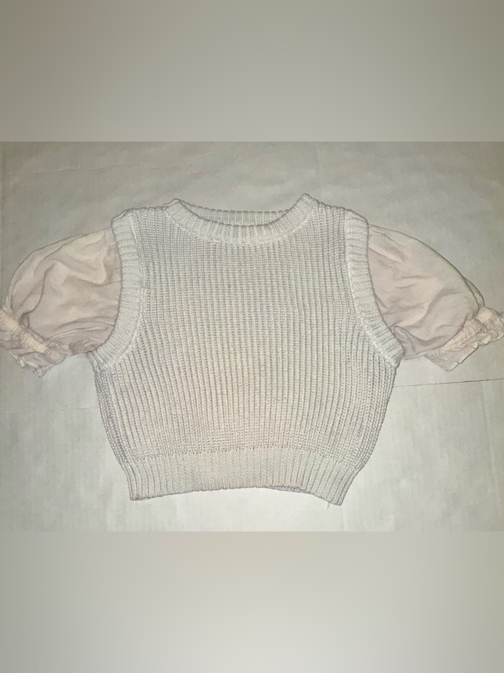 Altar'd State Cream Ribbed Sleeveless Sweater Vest